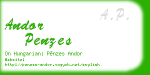 andor penzes business card
